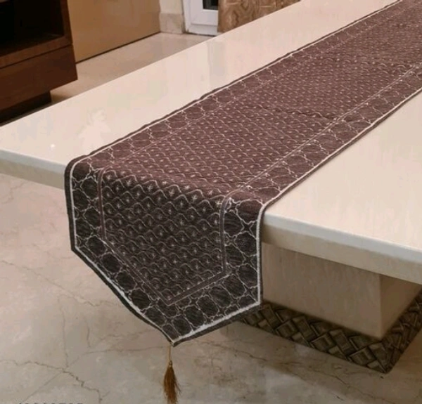 GROKI High Quality Embroidred Cotton Cloth  Table Runner( Size16X72 Inch) For Home /Office / Living  Room  -  Brown